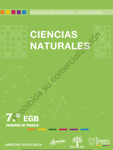 Cuaderno de trabajo de ciencias naturales de séptimo grado